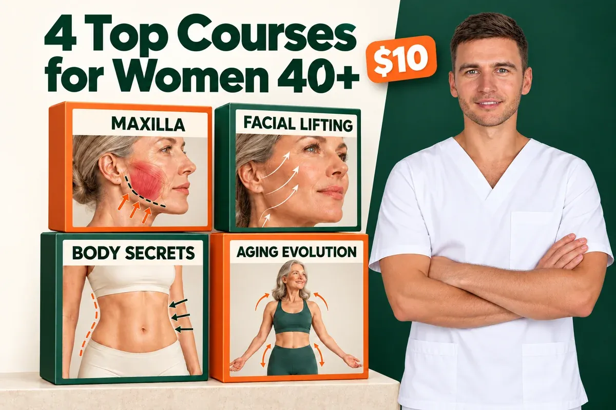 4 top courses for women 40+ for $10: Maxilla, Facial Lifting, Body Secrets and Aging Evolution, with Dr. Ales Ulishchenko