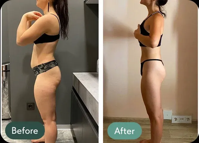 Women’s Body Secrets member before-and-after example: Posture & body profile
